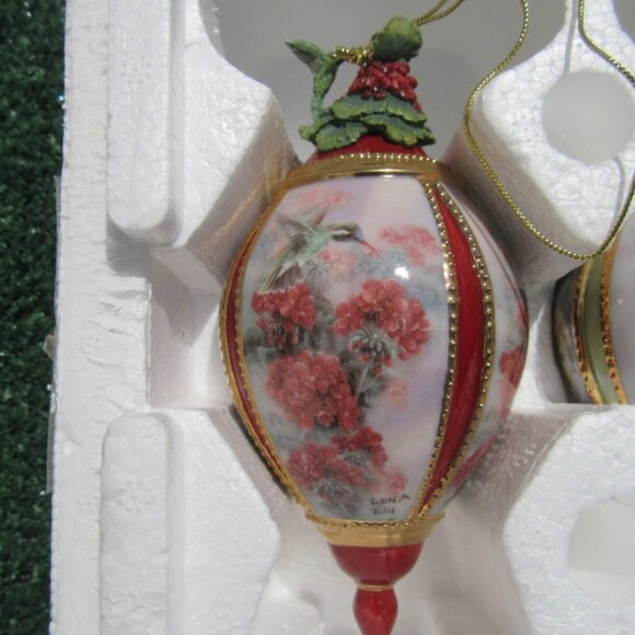3 Bradford Editions Lena Liu Glorious Gardens Christmas Ornaments Set - Picture 2 of 8